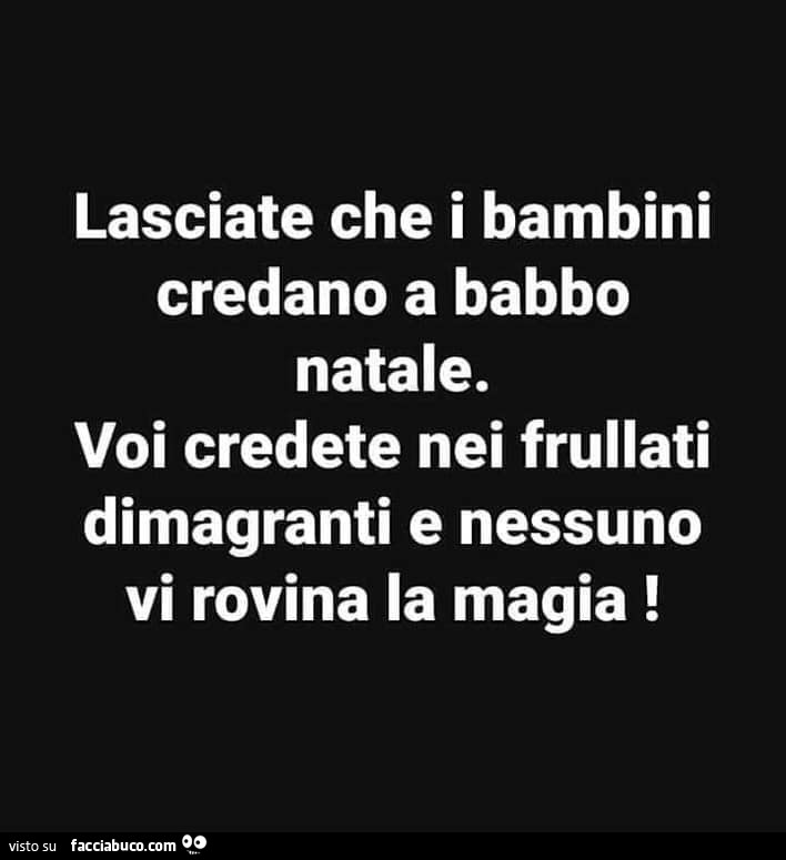 Lasciate che i bambini credano a babbo natale. Voi credete nei frullati dimagranti e nessuno vi rovina la magia