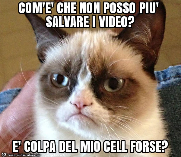 Com'è che non posso più salvare i video? È Colpa del mio cell forse?