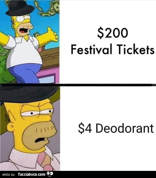 $200 Festival Tickets. $4 Deodorant