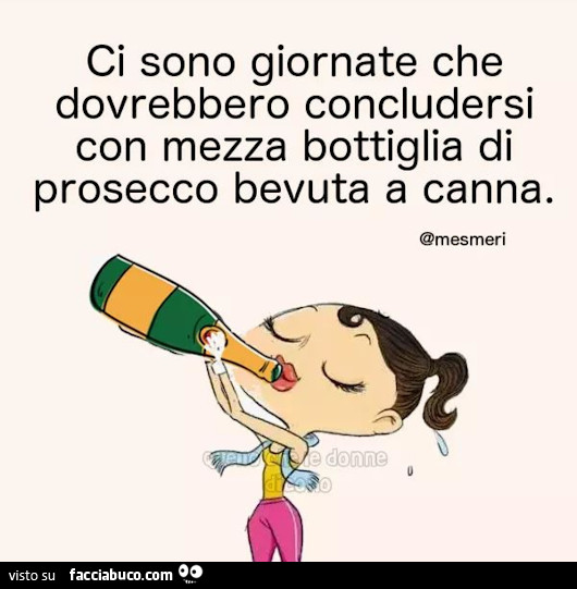 Ci sono giornate che dovrebbero concludersi con mezza bottiglia di prosecco bevuta a canna