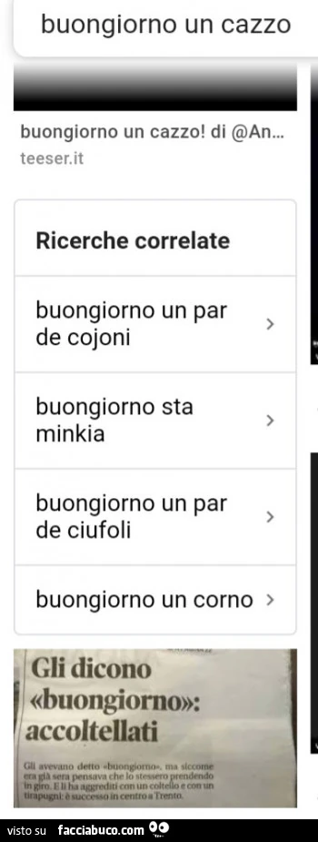 Buongiorno un cazzo. Gli dicono buongiorno: accoltellati