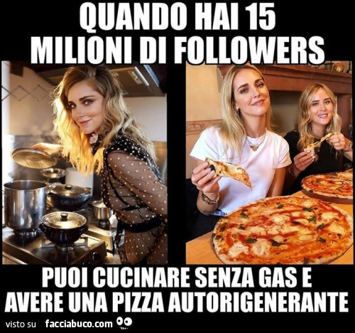 Quando hai 15 milioni di followers puoi cucinare senza gas e avere una pizza autorigenerante