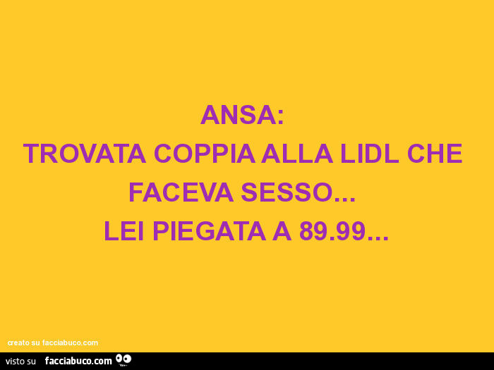 Ansa: trovata coppia alla lidl che faceva sesso… lei piegata a 89.99