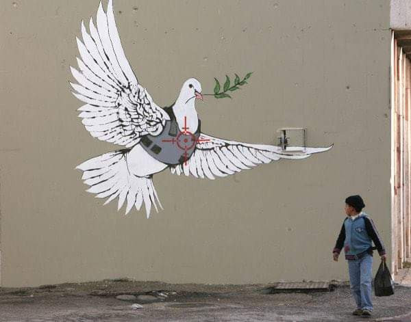 La colomba della pace indossa il giubbotto antiproiettile. Questa… 