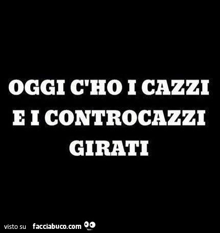 Oggi c'ho i cazzi e i controcazzi girati