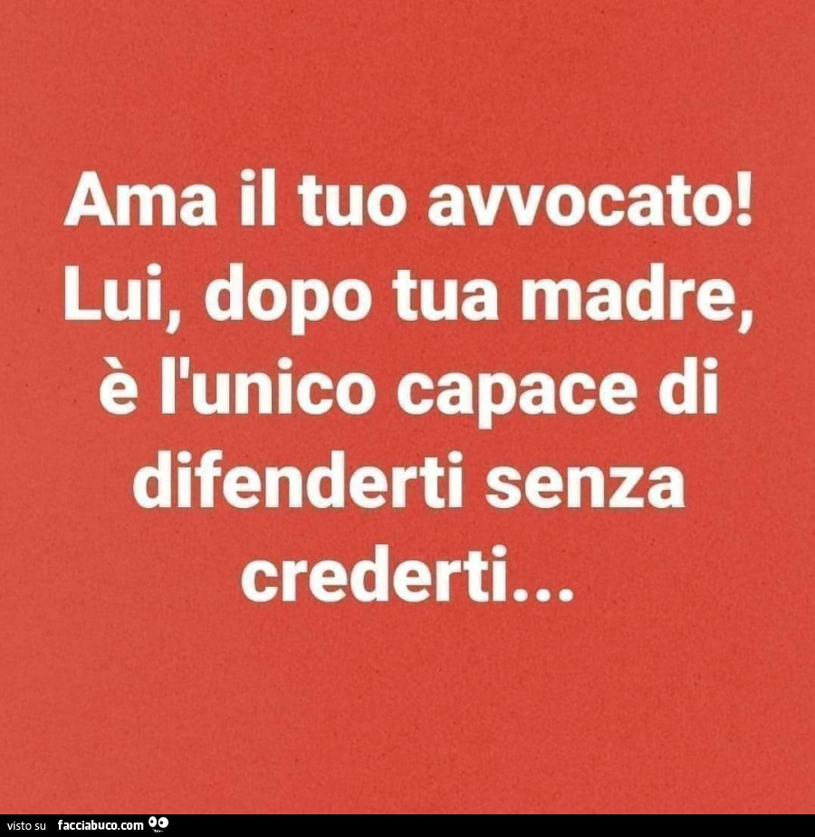Ama il tuo avvocato! Lui, dopo tua madre, è l'unico capace di difenderti senza crederti