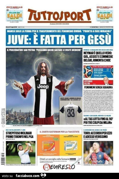 Tuttosport juve è fatta per Gesù