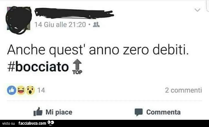 Anche quest'anno zero debiti. Bocciato