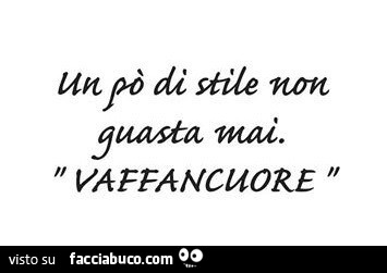 Un po' di stile non guasta mai. Vaffancuore