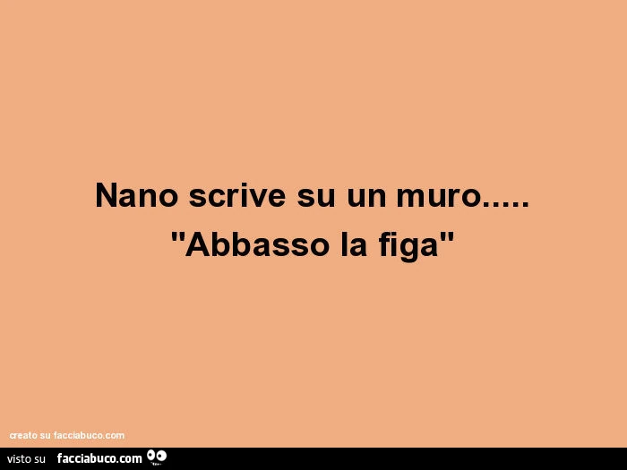 Nano scrive su un muro&hellip; "abbasso la figa"