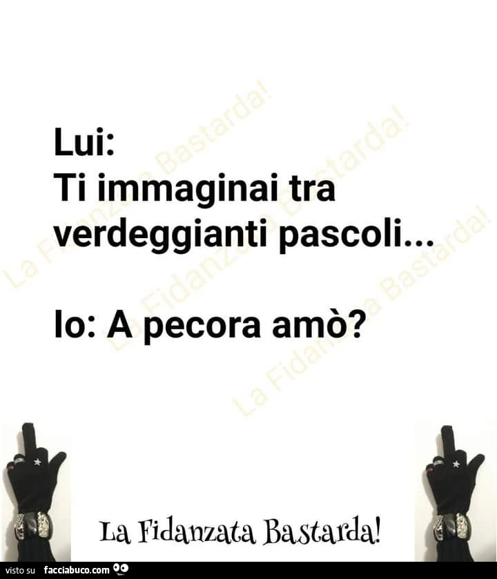 Lui: ti immaginai tra verdeggianti pascoli&hellip; io: a pecora amò?