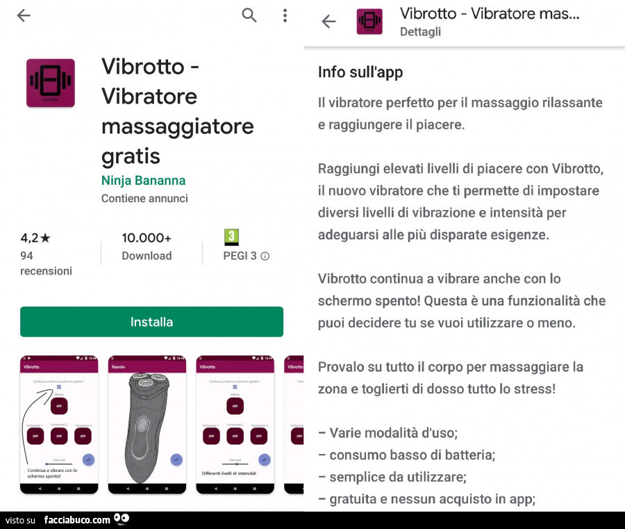 Vibrotto. Vibratore massaggiatore gratis