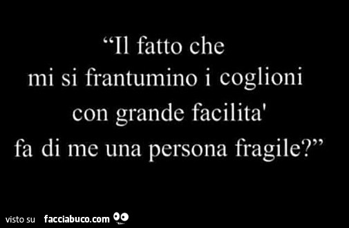 Il fatto che mi si frantumino i coglioni con grande facilità fa di me una persona fragile?