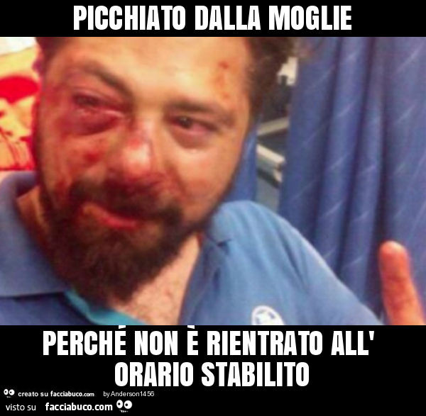 Picchiato dalla moglie perché non è rientrato all' orario stabilito