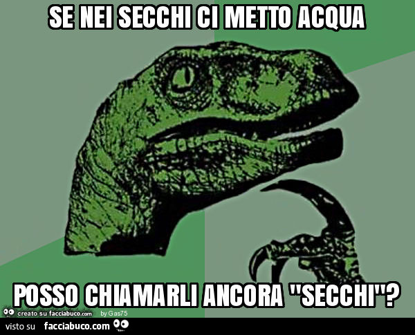 Se nei secchi ci metto acqua posso chiamarli ancora "secchi"?