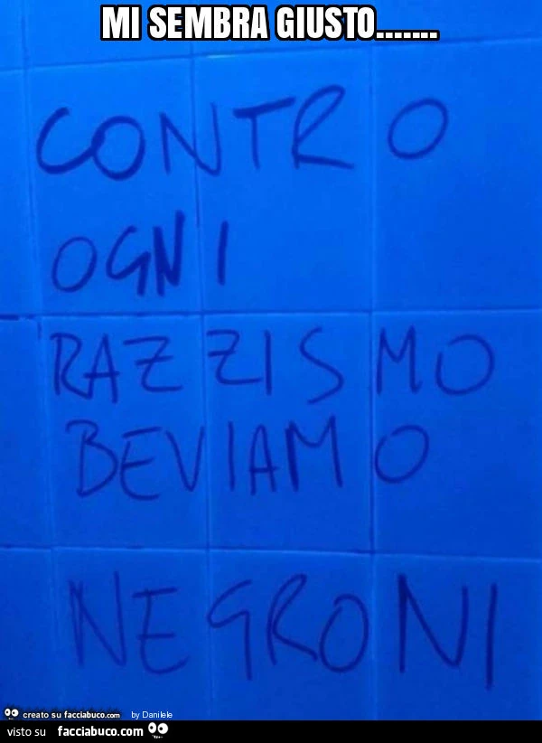 Mi sembra giusto. Contro ogni razzismo beviamo negroni