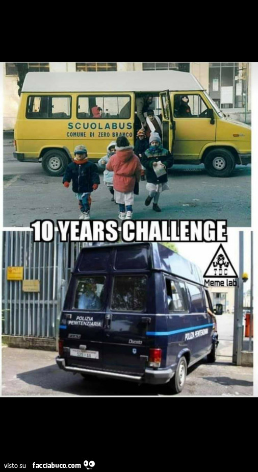 10 years challenge, scuola bus, polizia penitenziaria