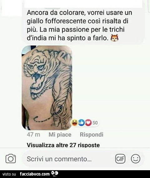 Ancora da colorare vorrei usare un giallo fofforescente così risalta di più