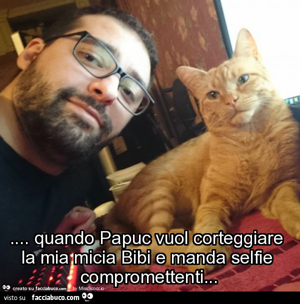 Quando papuc vuol corteggiare la mia micia bibi e manda selfie compromettenti