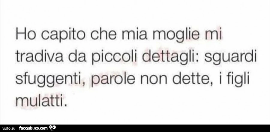 Ho capito che mia moglie mi tradiva da piccoli dettagli: sguardi sfuggenti, parole non dette, i figli mulatti