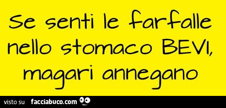 Se senti le farfalle nello stomaco bevi, magari annegano