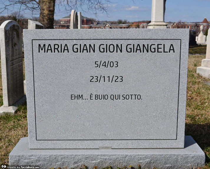 Maria gian gion giangela. Ehm&hellip; è buio qui sotto