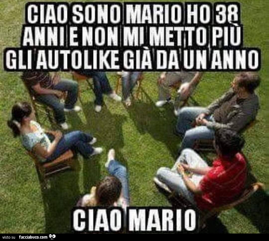 Ciao sono Mario ho 38 anni e non mi metto più gli autolike già da un anno. Ciao Mario