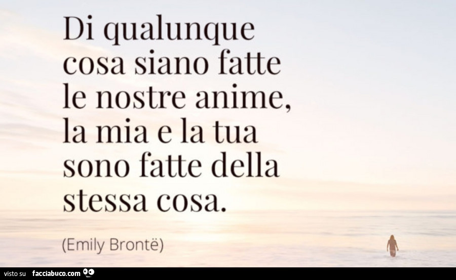 Di qualunque cosa siano fatte le nostre anime, la mia e la tua sono fatte della stessa cosa. Emily Brontë