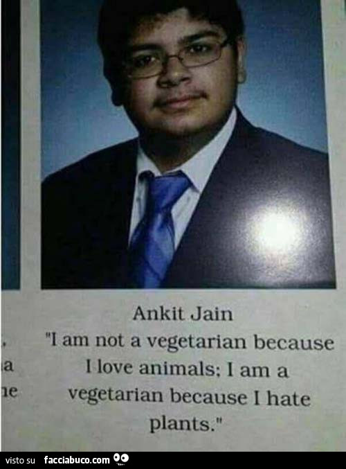I am not a vegetarian because i love animals; i am a vegetarian because