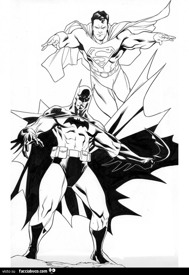 Superman e Batman disegnati