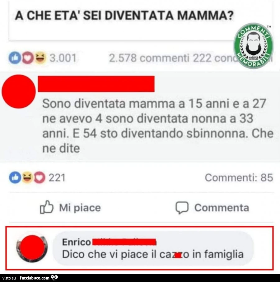 A che età sei diventata mamma? Sono diventata mamma a 15 anni e a 27 ne avevo 4 sono diventata nonna a 33 anni. E 54 sto diventando sbinnonna. Che ne dite