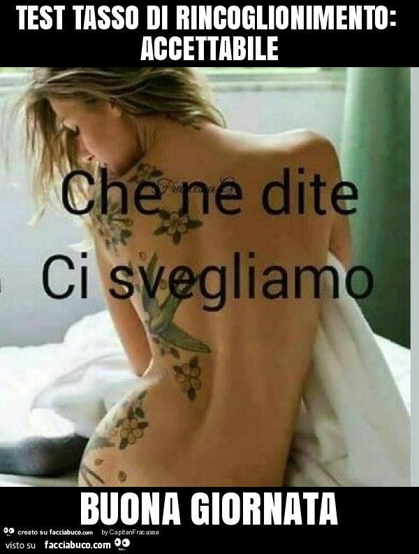 Test tasso di rincoglionimento: accettabile buona giornata