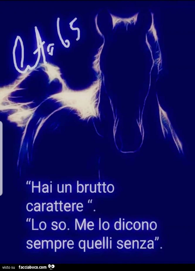 Hai un brutto carattere lo so. Me lo dicono sempre quelli senza