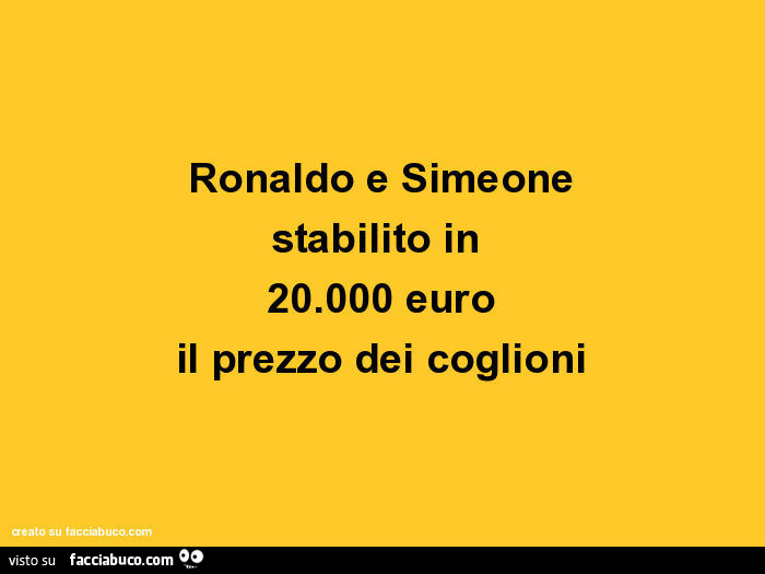 Ronaldo e Simeone stabilito in  20.000 euro il prezzo dei coglioni