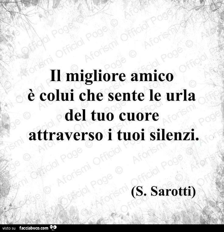 Il migliore amico è colui che sente le urla del tuo cuore attraverso i tuoi silenzi. S. Sarotti