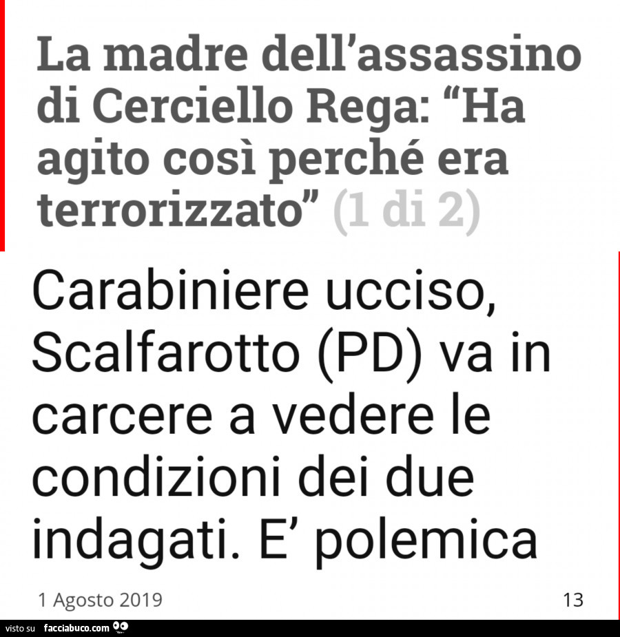 Carabiniere ucciso, Scalfarotto (pd) va in carcere a vedere le condizioni dei due indagati. È Polemica