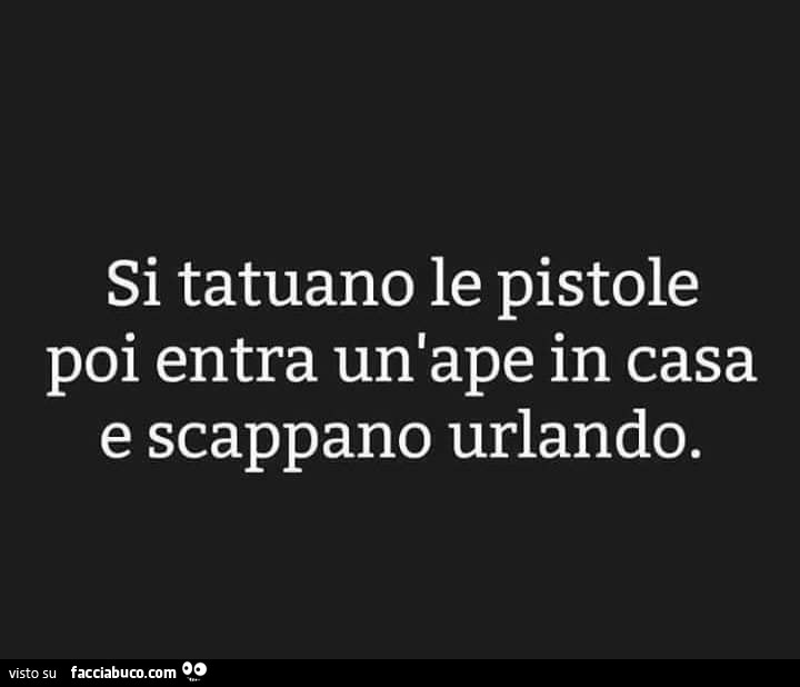 Si tatuano le pistole poi entra un ape in casa e scappano urlando