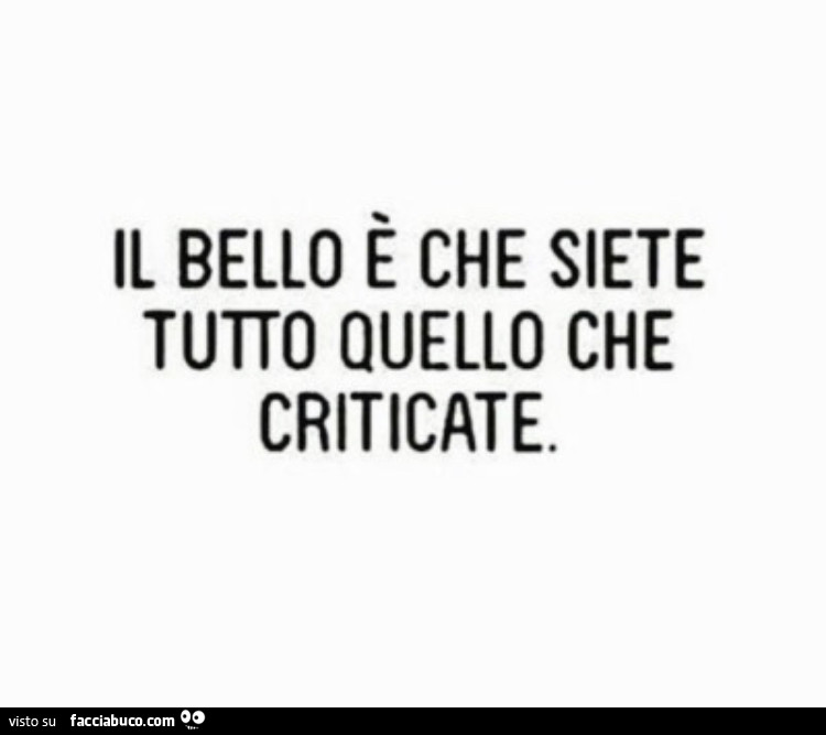 Il bello è che siete tutto quello che criticate