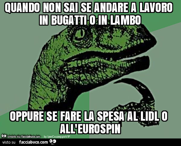 Quando non sai se andare a lavoro in bugatti o in lambo oppure se fare la spesa al lidl o all'eurospin