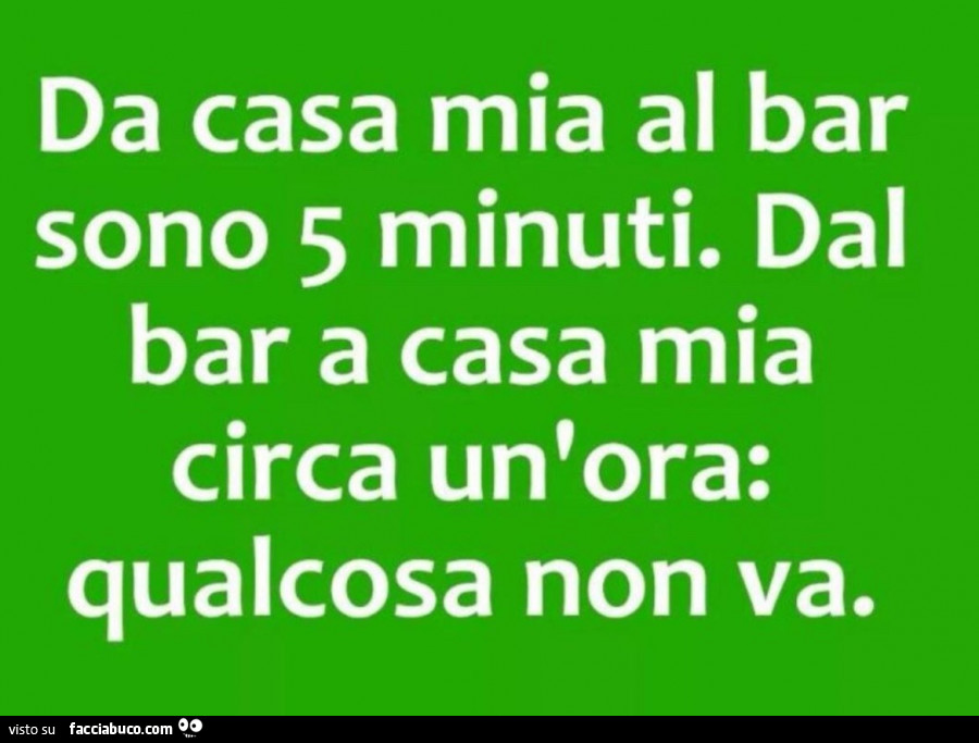 Da casa mia al bar sono 5 minuti. Dal bar a casa mia circa un'ora: qualcosa non va