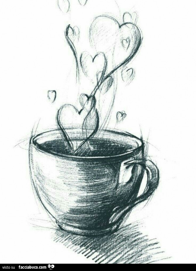 Disegno di tazzina di caffè con cuoricini