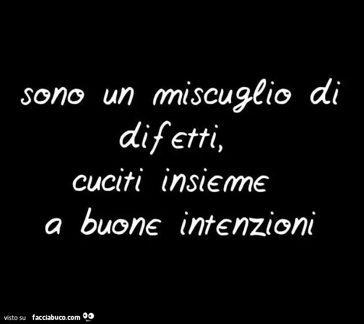 Sono un miscuglio di difetti, cuciti insieme a buone intenzioni