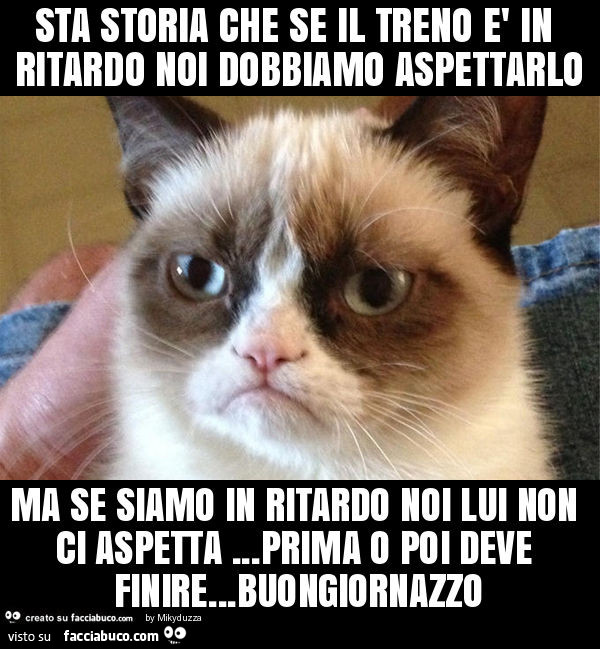 Sta storia che se il treno è in ritardo noi dobbiamo aspettarlo ma se siamo in ritardo noi lui non ci aspetta… prima o poi deve finire… buongiornazzo