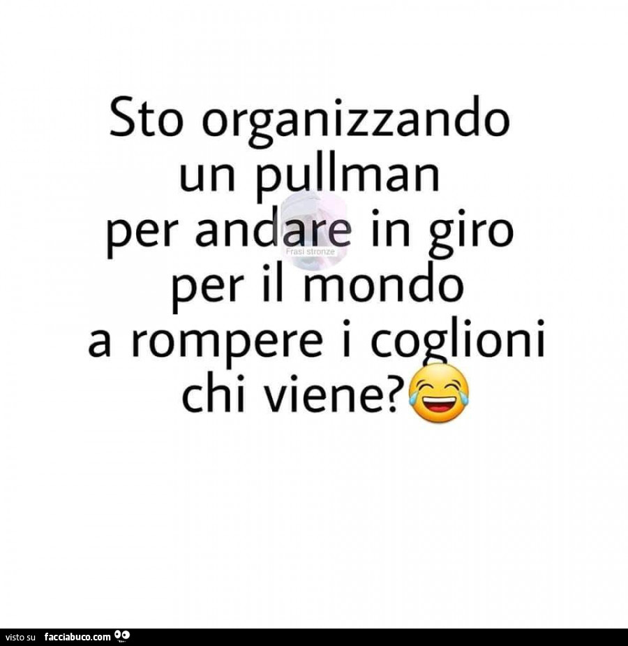 Sto organizzando un pullman per andare in giro per il mondo a rompere i coglioni chi viene?