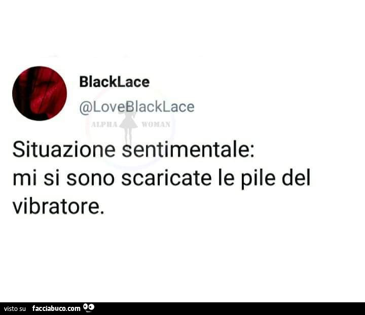 Situazione sentimentale: mi si sono scaricate le pile del vibratore