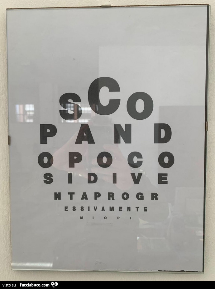 Cartello visita oculistica scopando poco si diventa improvvisamente miopi