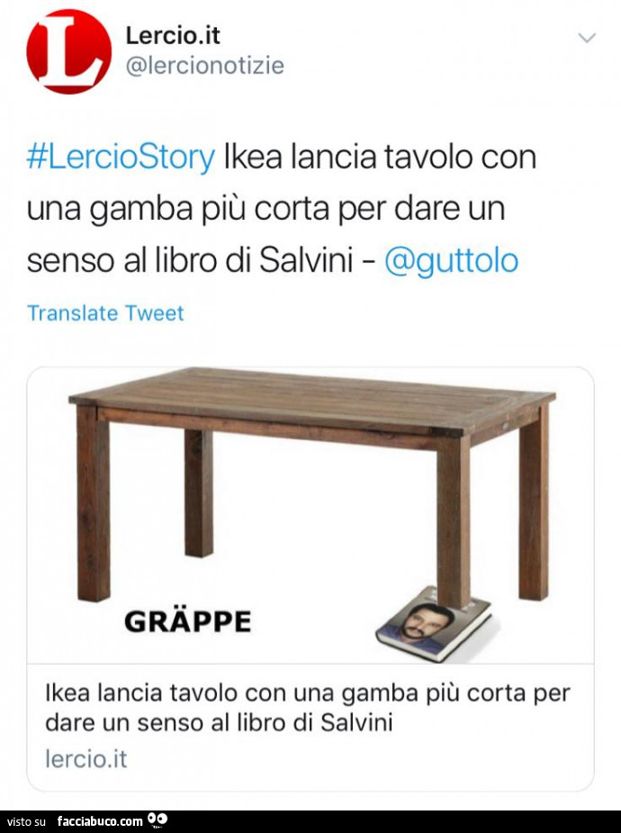 Ikea lancia tavolo con una gamba più corta per dare un senso al libro di salvini
