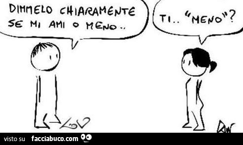 Dimmelo chiaramente se mi ami o meno. Ti meno?