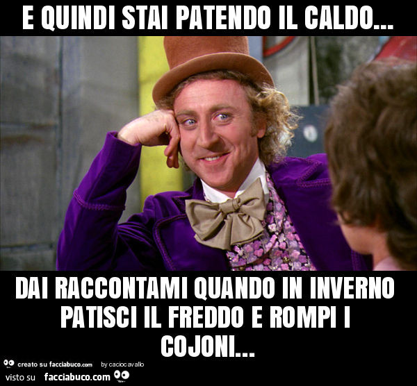 E quindi stai patendo il caldo… dai raccontami quando in inverno patisci il freddo e rompi i cojoni