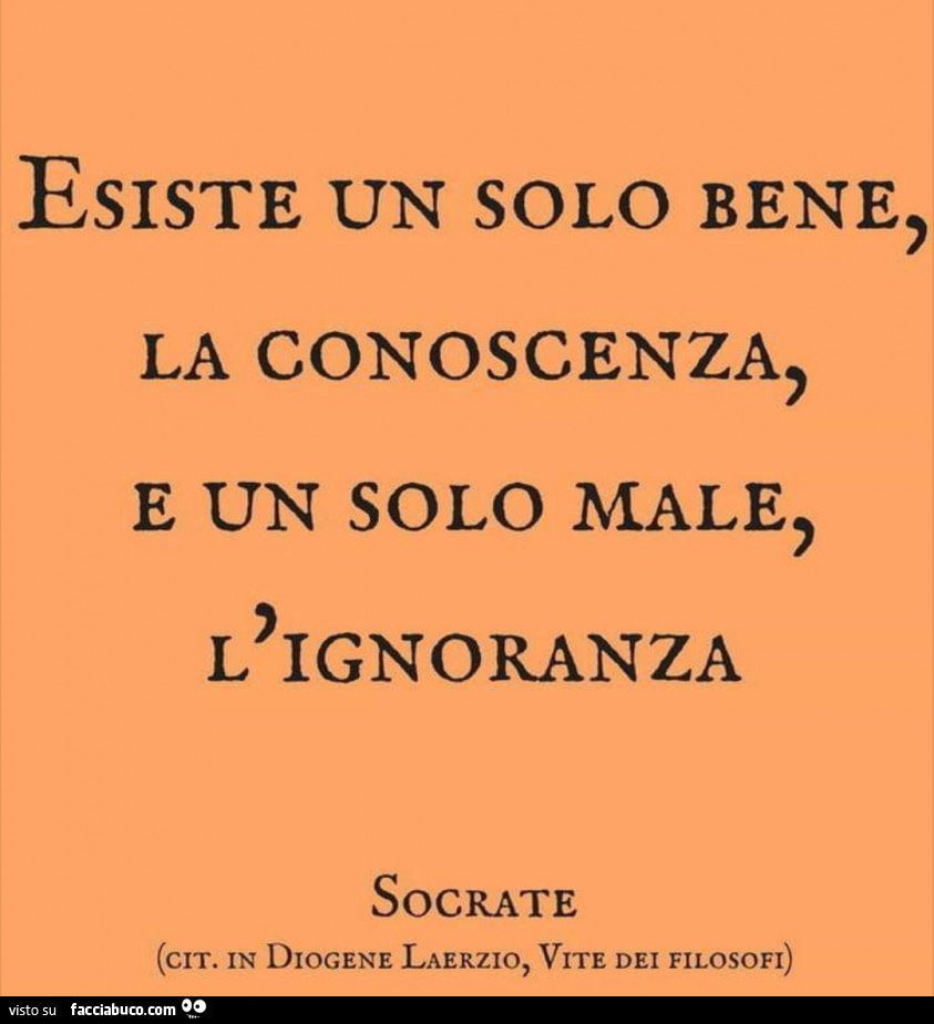 Esiste un solo bene, la conoscenza, e un solo male, l'ignoranza